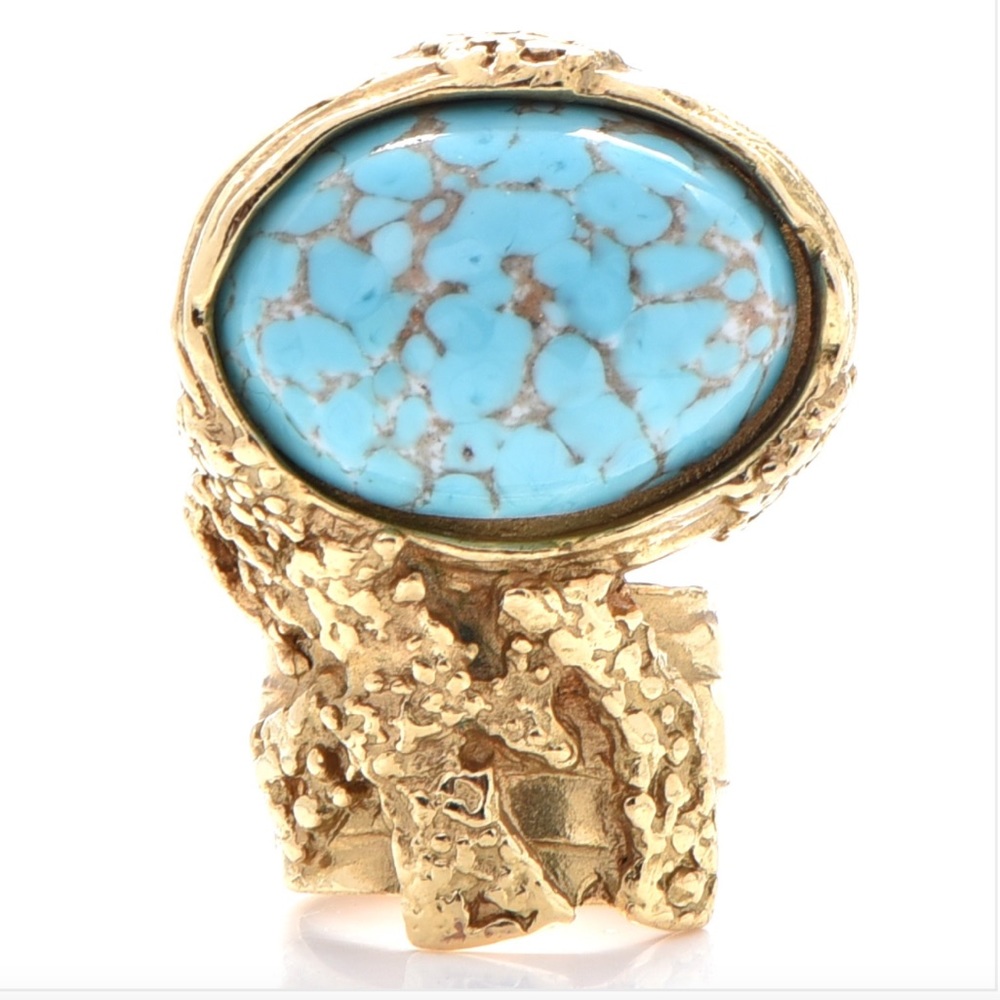Yves Saint Laurent Glass Cabochon Arty Ovale Ring